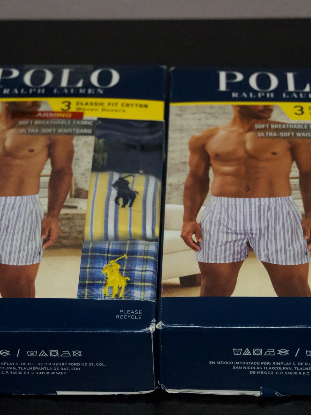 Polo by Ralph Lauren Blue & White Striped Boxer Shorts 3-Pack